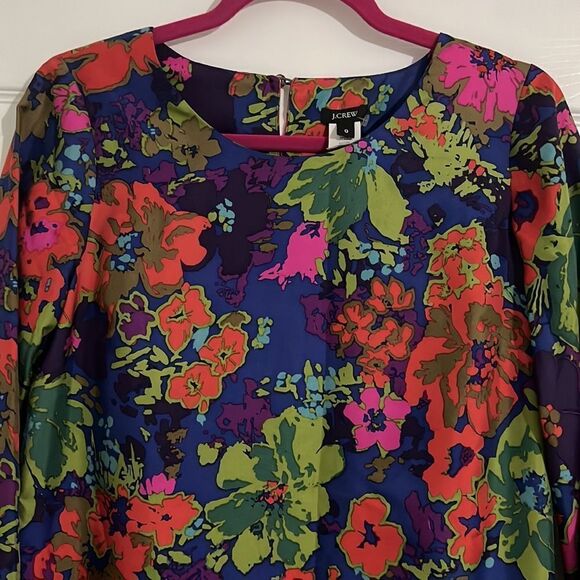 J crew 100% silk mini dress multicolored flowered Sz. 0 - Picture 7 of 11